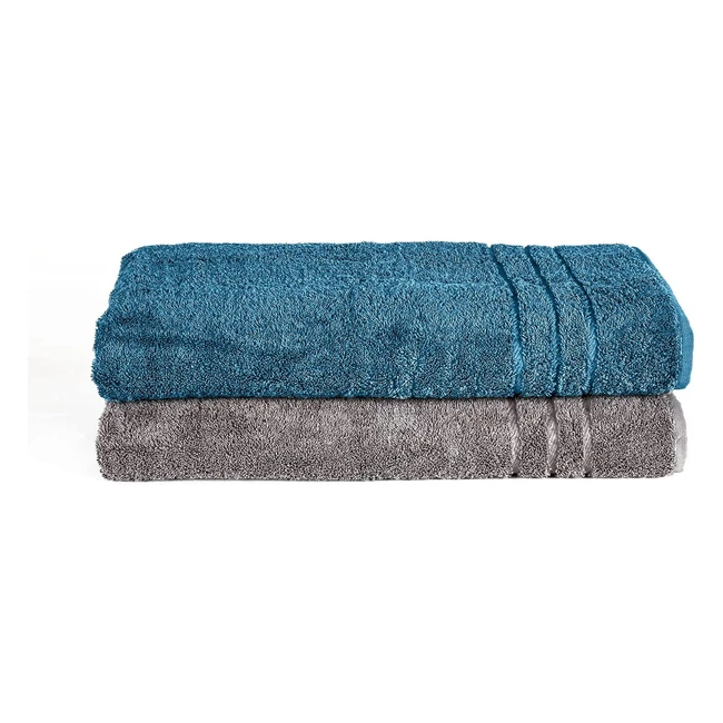 Komfortec 2er Saunatuch Set 80x200 cm, 100% Baumwolle, Hautsympathisch, Saugstark, Anthrazit Graupetrol