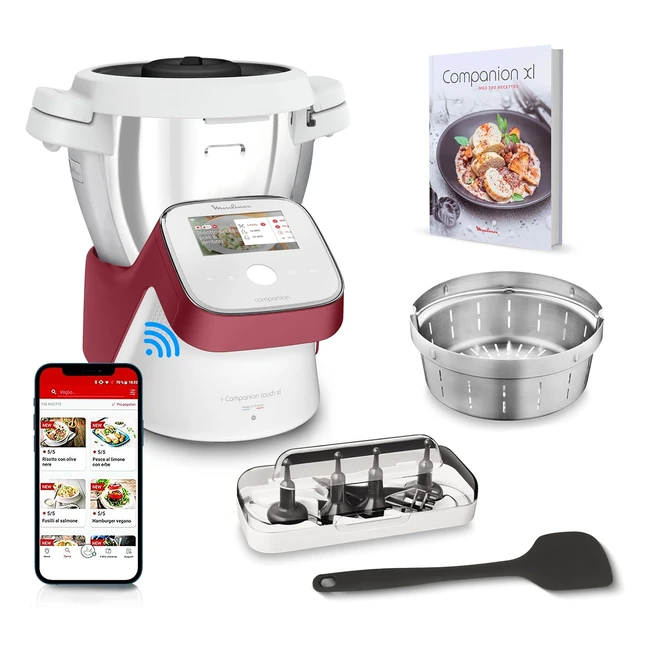 Robot cuiseur Moulinex iCompanion Touch XL HF934510 - Recettes illimitées, écran tactile, 17 modes de fonctionnement