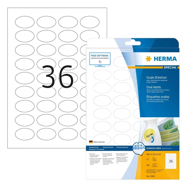 Etichette staccabili Herma 406x254 mm - 36 etichette per foglio - Bianco