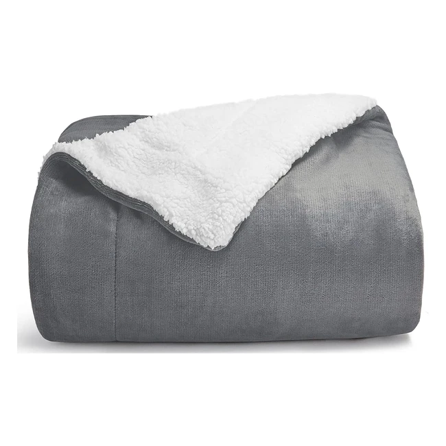 Couverture polaire en sherpa Wavve 150x200 - Gris anthracite - Chaude et douce en peluche