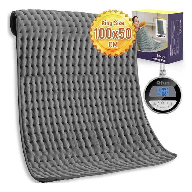 Almohadilla Térmica Eléctrica Qfun 100x50cm | 6 Modos Temporizadores | Apagado Automático