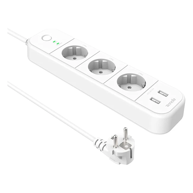 Regleta Inteligente WiFi Tenda SP15 - Control de Voz con Alexa y Google Home - Protección Contra Sobretensiones - Blanco