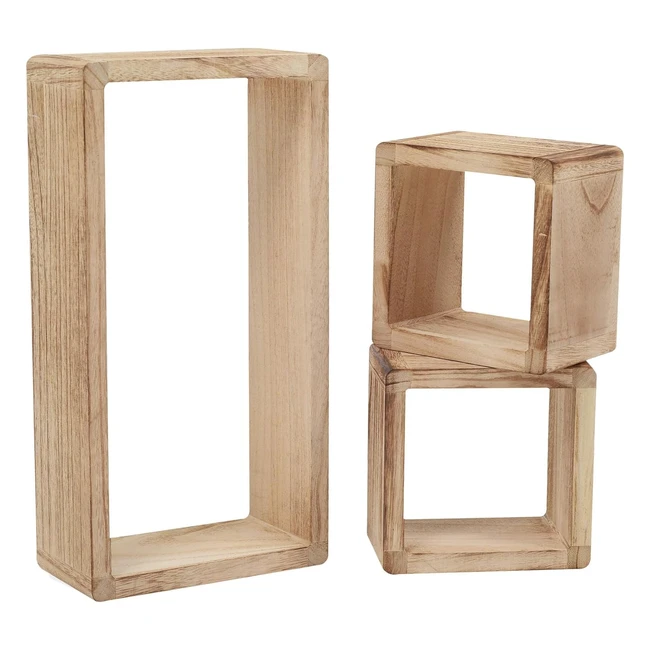 Set 3 étagères vintage suspendues bois clair - Rebecca Mobili RE4121