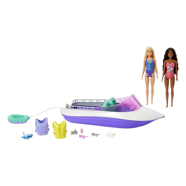 Coffret Barbie Mermaid Power avec 2 poupées - Bateau flottant 457 cm - Accessoires inclus - Jouet enfant dès 3 ans