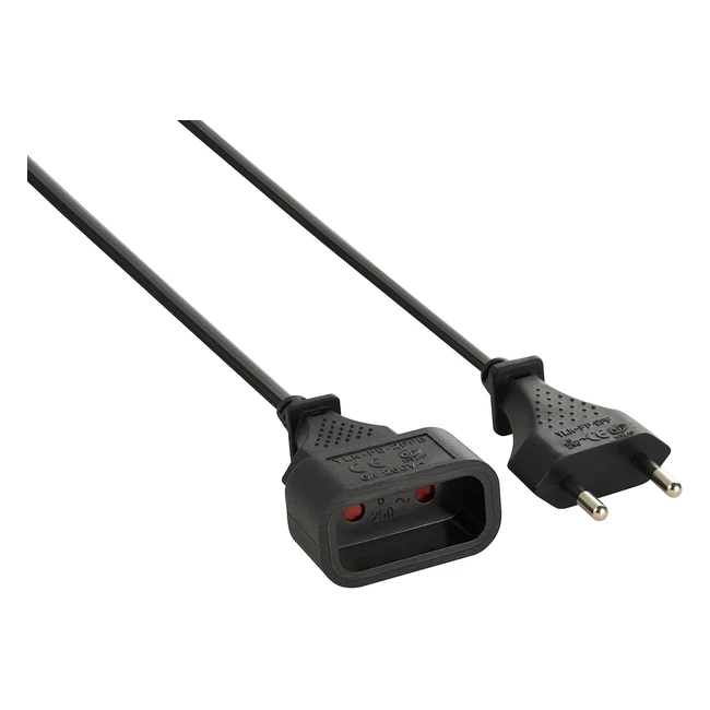 Rallonge électrique Electraline 20647011D - 2m - Prise/Fiche européen - 6A - Section 2x0.75mm