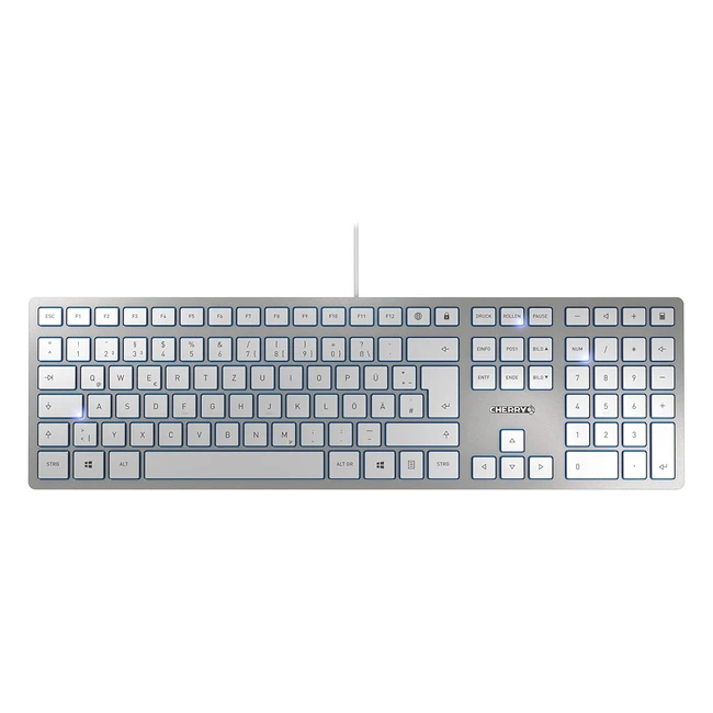 Cherry KC 6000 Slim USB QWERTZ Tedesco Argento - Tastiera Cablata Ultra Sottile