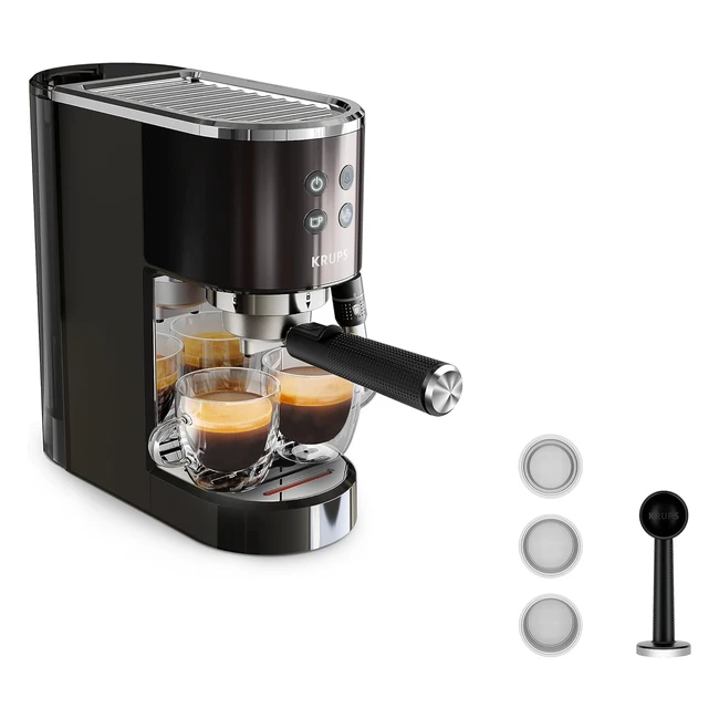 Machine Expresso Manuelle Krups Virtuoso XP444G10 - Café et Boissons Lactées - Acier Inoxydable - Réservoir 1L - Buse Vapeur