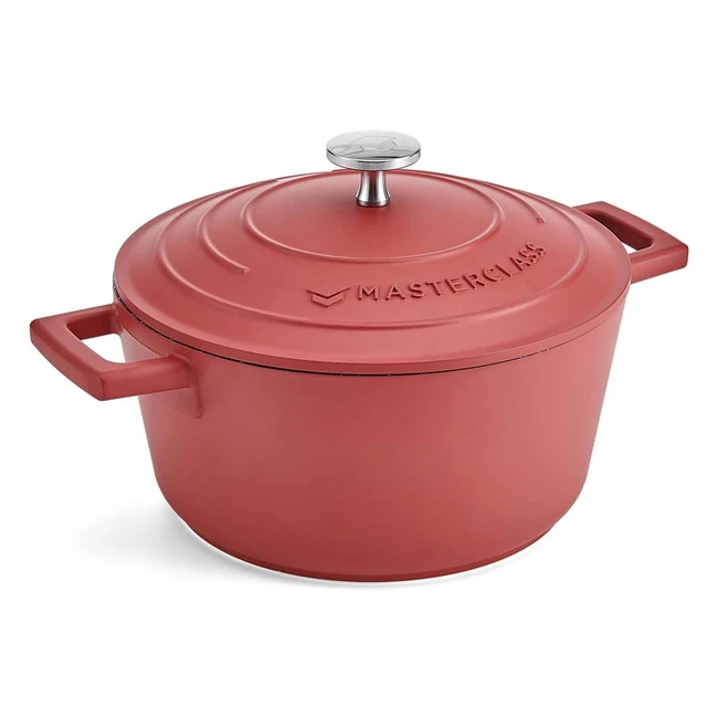 Masterclass Petite Cocotte avec Couvercle 25 L20 cm en Fonte d'Aluminium Légère Compatible Induction et Four Rouge