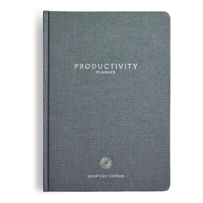 Intelligent Change A5 Quarterly Productivity Planner - 90 Day Life Planner for Focus and Time Management - Habit and Mood Trackers - Black Notebook