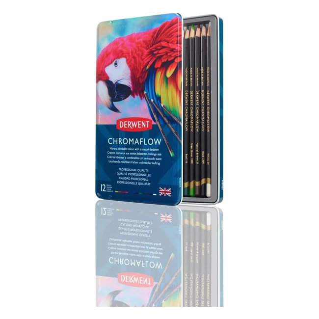 Derwent Chromaflow - Set di 12 matite rotonde 35mm, cremose e sfumabili