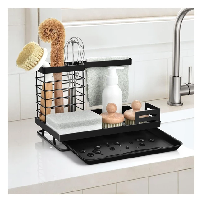 Porte-éponge évier cuisine Otraki avec bac de vidange amovible - Grande capacité - Rangement pratique