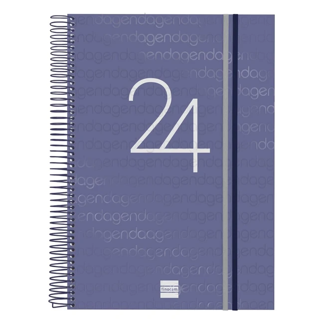 Agenda Finocam 2024 Espiral Año 1 - Enero a Diciembre - 12 Meses - Azul - Español