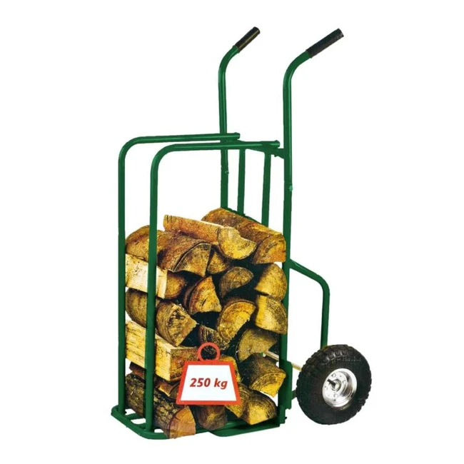 Carrito para leña Provence Outillage 07511 - Carga máxima 250 kg - Ruedas hinchadas - Verde