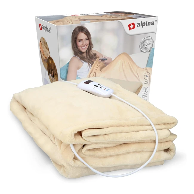 Coperta Riscaldante Alpina 1 Timer Plaid 10 Livelli Calore 130x180 cm Tela Beige