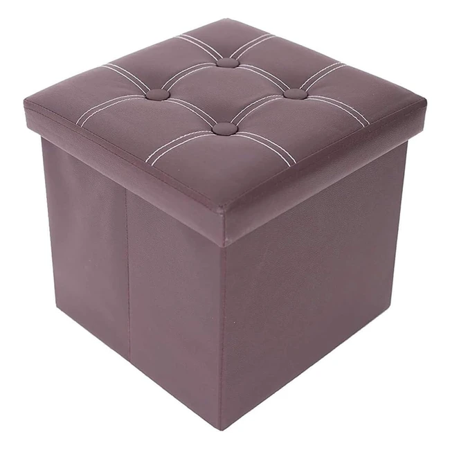 Puff Cubo Contenitore Pieghevole in Finta Pelle Marrone - Rebecca Mobili RE4901