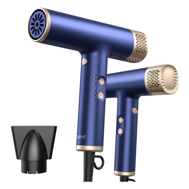 Asciugacapelli Yapoy 1500W con Motore Brushless - Asciugatura Rapida, Ionico Negativo, Termocontrollo - Blu