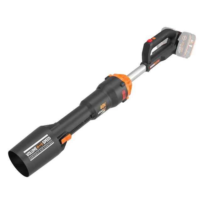 Worx Nitro Soffiatore a Batteria da 40V 2x20V WG585E9 - Motore Brushless - Tre Velocità e Modalità Turbo - Velocità dell'Aria 266km/h - Leggero e Compatto - Senza Batteria e Caricatore
