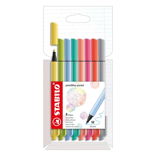 Fineliner Premium Stabilo PointMax - Astuccio da 8 Pastel Colori Assortiti