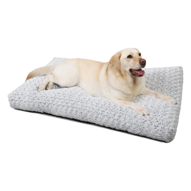 Ksiia Extra Large Dog Bed - Washable XXL Calming Bed - Non-Skid Bottom - Fluffy Anti-Anxiety Pet Bed - Light Grey 122x74x10cm