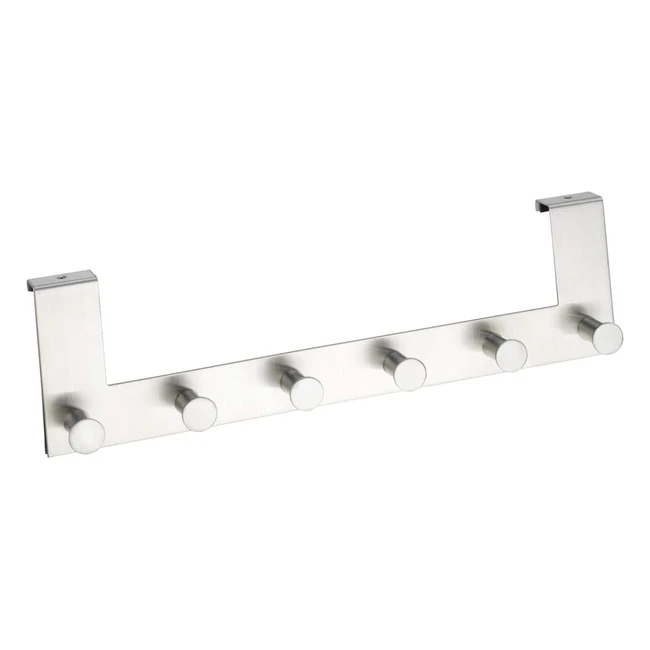 Wenko Trgarderobe Celano Handtuchhalter, 6 Haken, Rostfreier Edelstahl, 39x11x55 cm