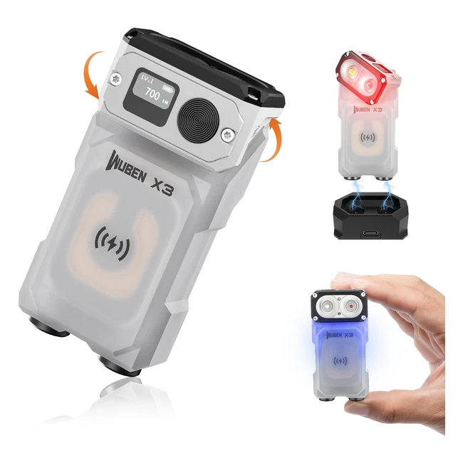 Lampe de poche rechargeable Wuben X3 Mini - 180° étanche IP65 - 10 modes - Porte-clés