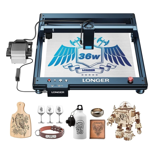 Longer B1 130W Laser Graviermaschine 33W Laserleistung mit verbesserter automatischer Luftunterstützung Geschwindigkeit 36000mm/min CNC Graviermaschine Laser Cutter für Holz Metall Glas Acryl