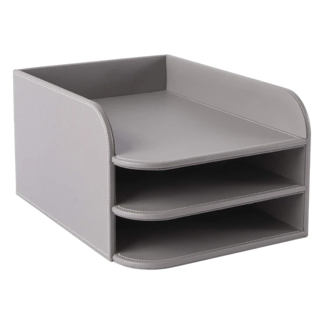 Bandeja de cartas de diseño de 3 niveles de cuero sintético gris Osco GRYPU3DTT