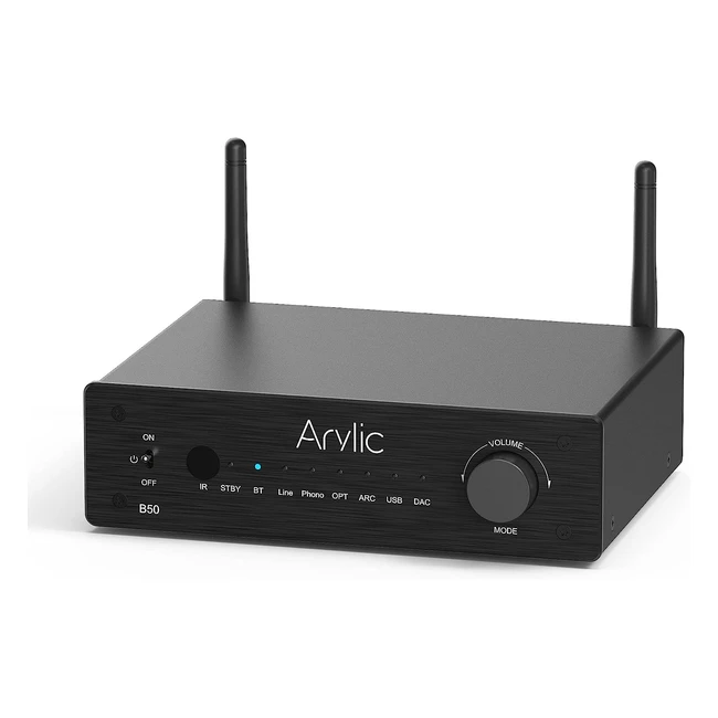Amplificador Estéreo Bluetooth Arylic B50 - 50Wx2, HDMI ARC, Phono In, App Gratuita
