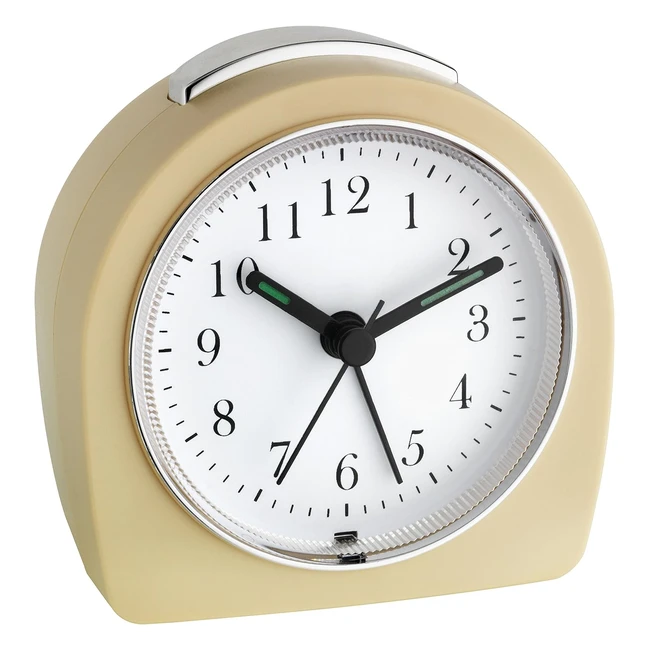 Reloj Despertador Electrónico Beige TFA 1234 - Diseño Retro, Agujas Fluorescentes