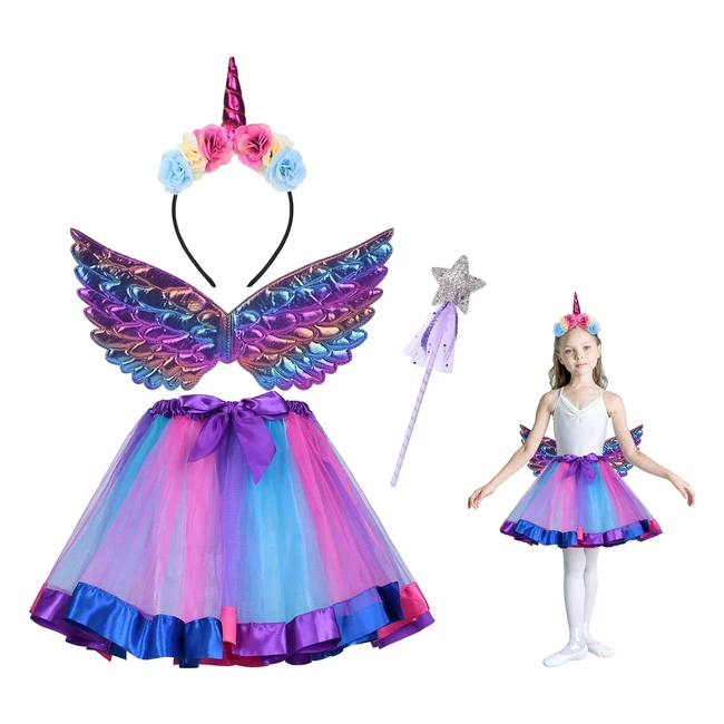 Acwoo Tutu Bambina 4 Pezzi Set Principessa Tulle Gonna Tutu Gonne Balletto