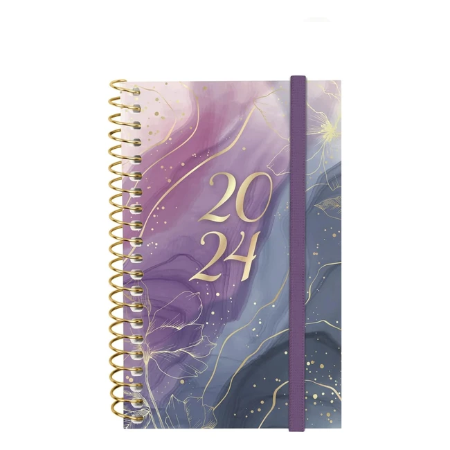 Agenda Finocam 2024 Espiral Design Collection - Semana Vista Horizontal - Enero 2024 a Diciembre 2024 - 12 Meses - Goldy - Español