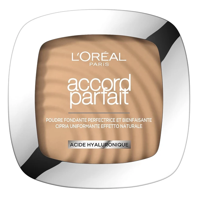 Poudre Fondante Perfectrice L'Oréal Paris, Teinte Beige Doré 3D, Enrichie en Pigments Minéraux et Acide Hyaluronique, Tous Types de Peaux