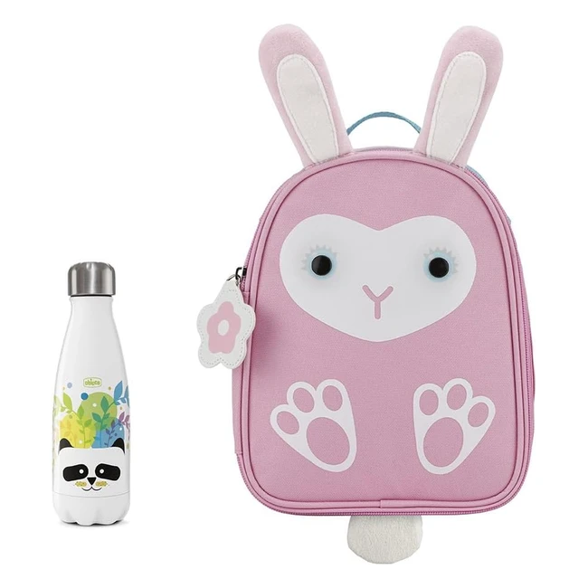 Kit Chicco Sac à Dos Thermique Raton Laveur et Bouteille Thermique Panda - Pratique et Durable