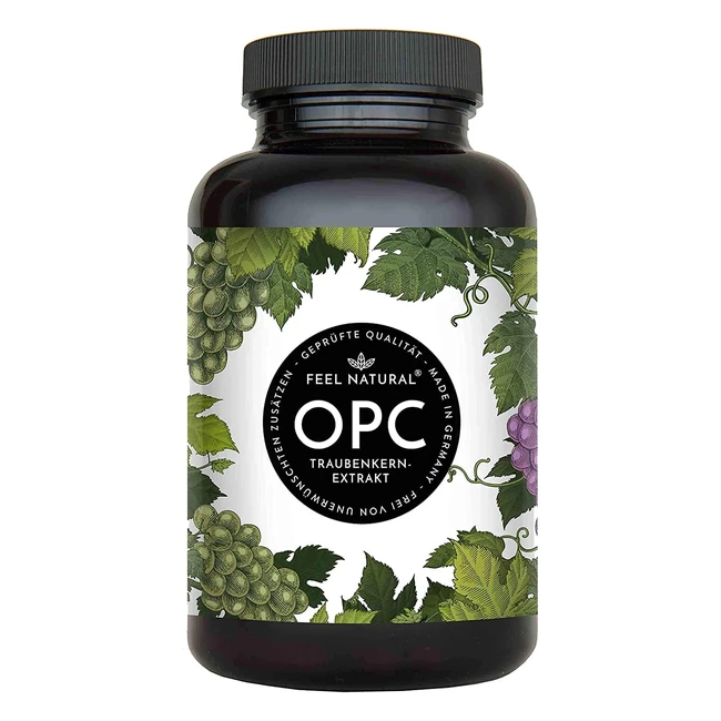OPC Traubenkernextrakt 240 Kapseln - Höchster OPC-Gehalt nach HPLC - Laborgeprüftes OPC aus französischen Trauben - 1000mg Extrakt mit 700mg OPC - Vegan - Hergestellt in Deutschland