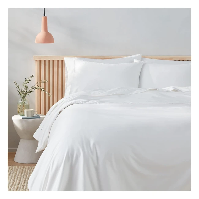 Housse de couette satin de coton 100% biologique - 3 pièces - 300 fils - blanc - 230 x 220 cm