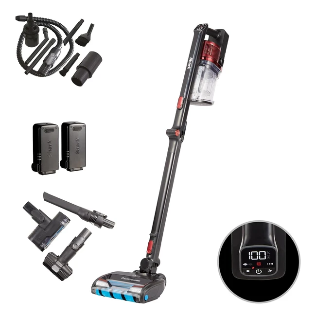 Shark Cordless Stick Vacuum Cleaner - Anti Hair Wrap - 60 Minute Run Time - Flexible Duoclean - Car Kit - Pet Tool - Multisurface - Black/Red - iz300uktsb