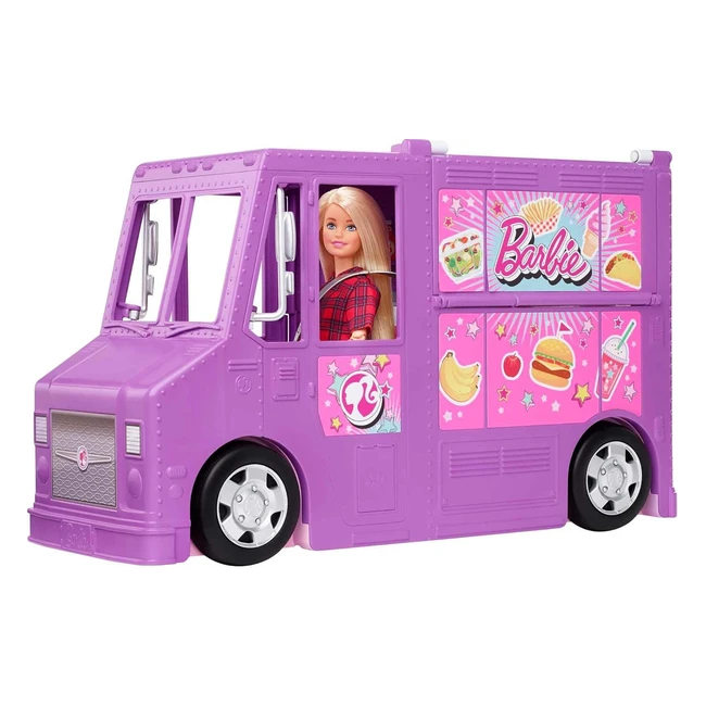 Barbie GMW07 Food Truck Spielset mit 30 Zubehörteilen - Mädchen Spielzeug ab 3 Jahren