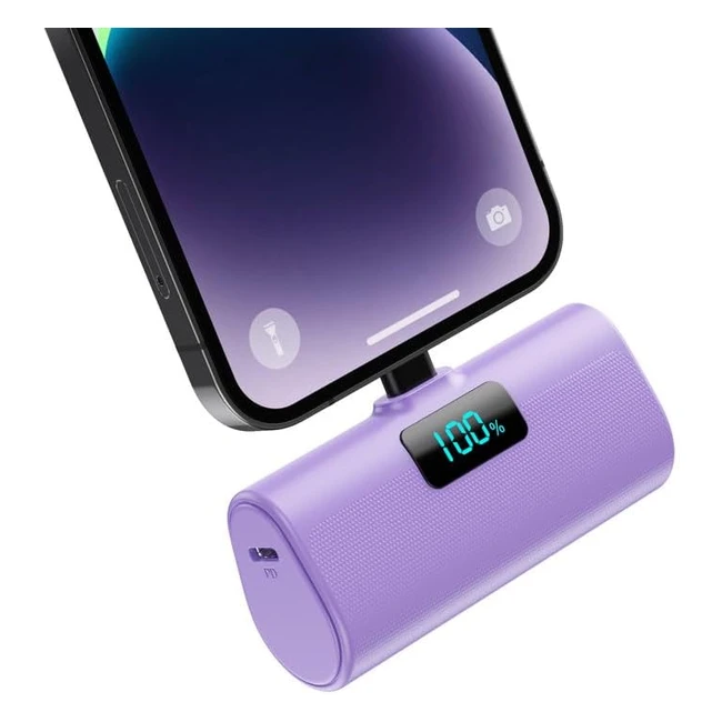 Mini Batterie Externe iPhone 5200mAh Power Bank - Charge Rapide PD 20W - Petit et Léger - Compatible avec iPhone - Réf: 141311x8seviolet