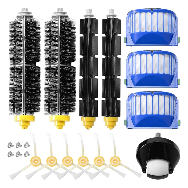 20pcs Accessoires pour Aspirateur Zitfri Compatible avec Roomba Série 600 - Filtre, Brosses Latérales