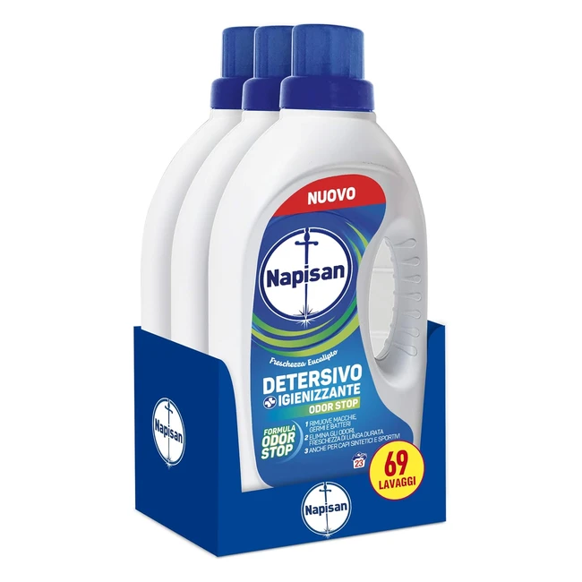 Napisan Detersivo Lavatrice Liquido Igienizzante Odor Stop - Confezione da 115L - 69 Lavaggi