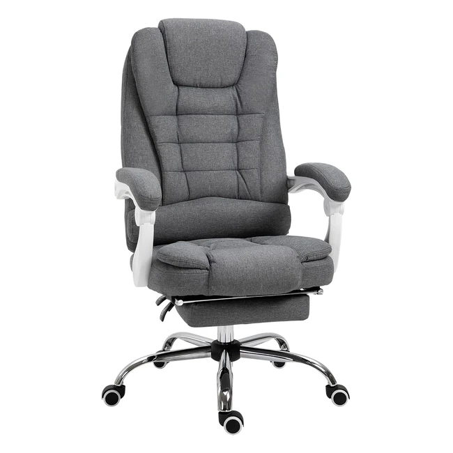 Fauteuil de bureau manager Homcom avec reposepied et dossier inclinable - Lin gris