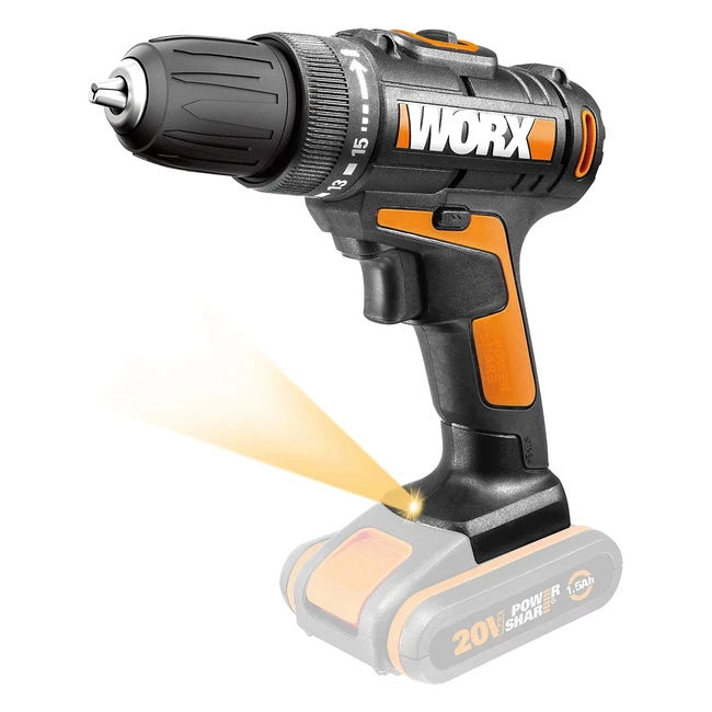 Perceuse-visseuse sans fil Worx 20V WX1019 - 30Nm, 30mm bois - 2 vitesses