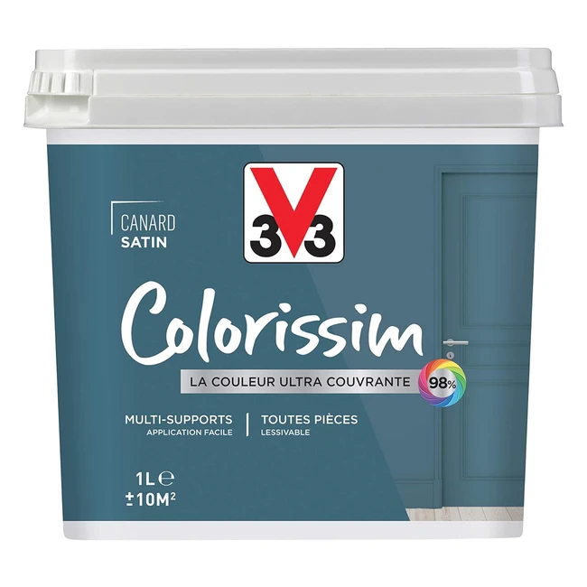 Peinture multisupports Colorissim Satin 1L - V33 - Résistante et lessivable