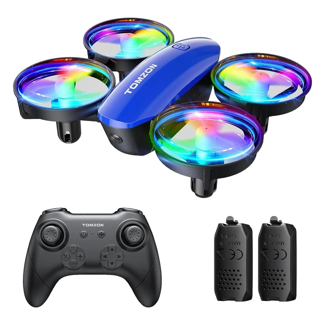Tomzon A23 Mini Dron para Niños - Luz LED, Vuelo en Círculo, Rotación 3D, Modo Sin Cabeza, 3 Velocidades - Juguete Regalo Azul