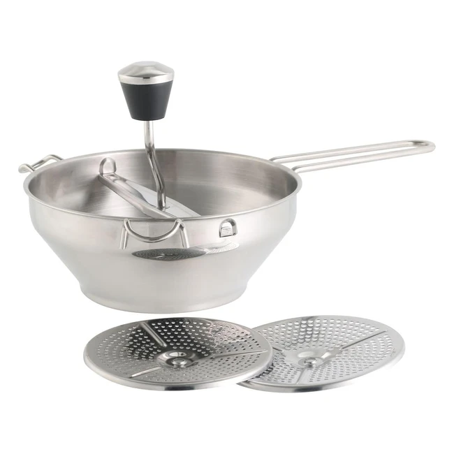 Pasapuré de Acero Inoxidable Axentia 124152 - Incluye 3 Coladores - Color Plata - 9x32x22cm