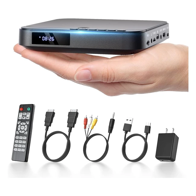 Mini Lecteur DVD HDMI Desobry - Compact HD 1080p - Sortie AV - Lecteur CD DVD - USB/TF