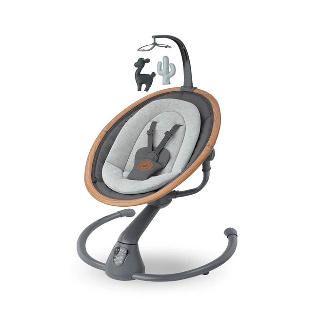 MaxiCosi Cassia Babywippe elektrisch 06 Monate Max 9 kg, Babyschaukel elektrisch, 12 Melodien, 360° Sitzdrehung, automatische Bewegungserkennung, 5 Geschwindigkeiten - Essential Graphite