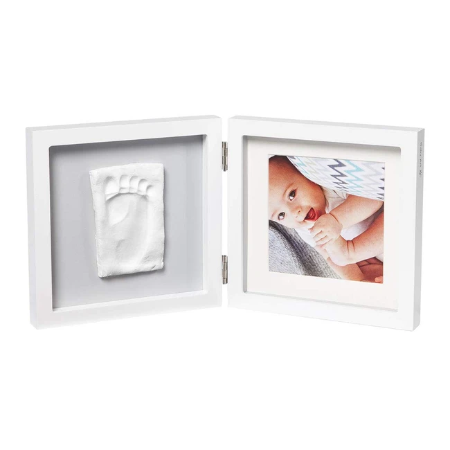 Baby Art Bilderrahmen - Zweiteiliger Fotorahmen mit Gipsabdruck für Baby Fußabdruck oder Handabdruck - Schönes Erinnerungsandenken oder Geschenk - 20x34x17cm - Eckig Grau