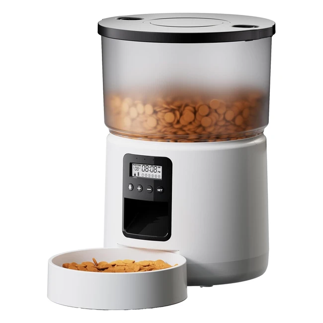 Comedero Gato Automático Bemoony Dispensador Comida Temporizador 16 Comidas al Día 3L Blanco