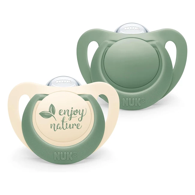 NUK 10175296 - Lot de 2 tétines pour bébé 0-6 mois en silicone durable, 100% naturelles